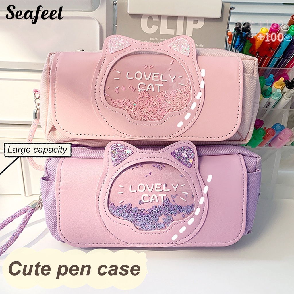 Túi Đựng Bút Bằng Vải Canvas Họa Tiết Hoạt Hình Đáng Yêu Đa Năng