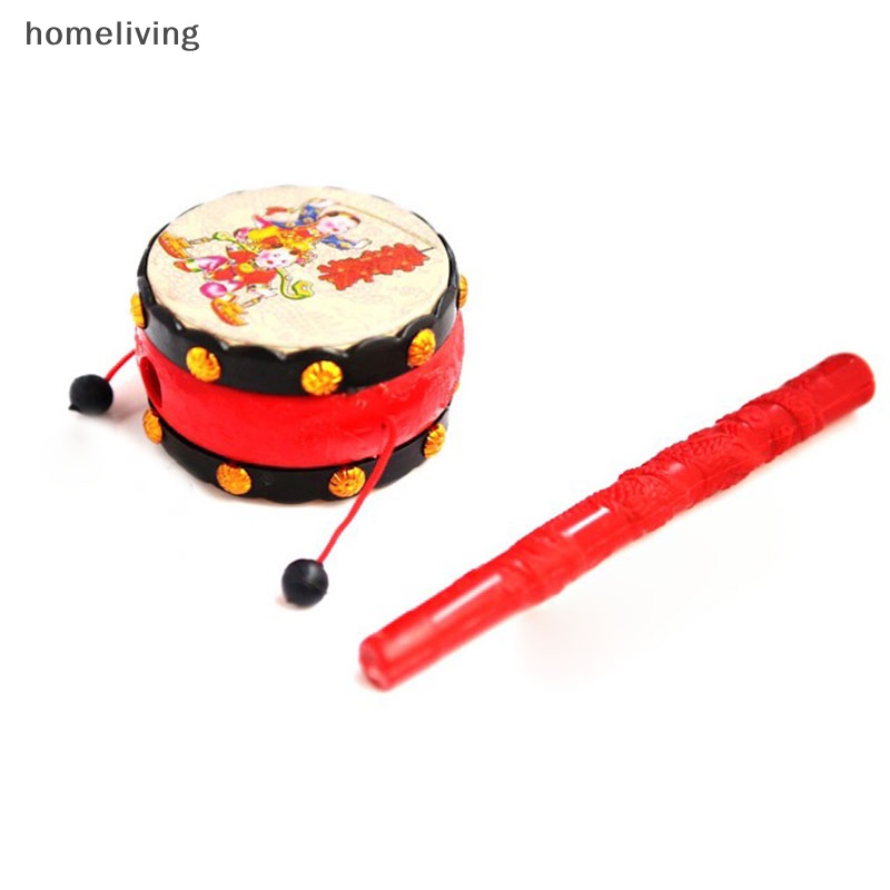 Trống Lục Lạc Đồ Chơi Bằng Nhựa Màu Đỏ Đen Phong Cách Trung Hoa Truyền Thống Dành Cho Trẻ