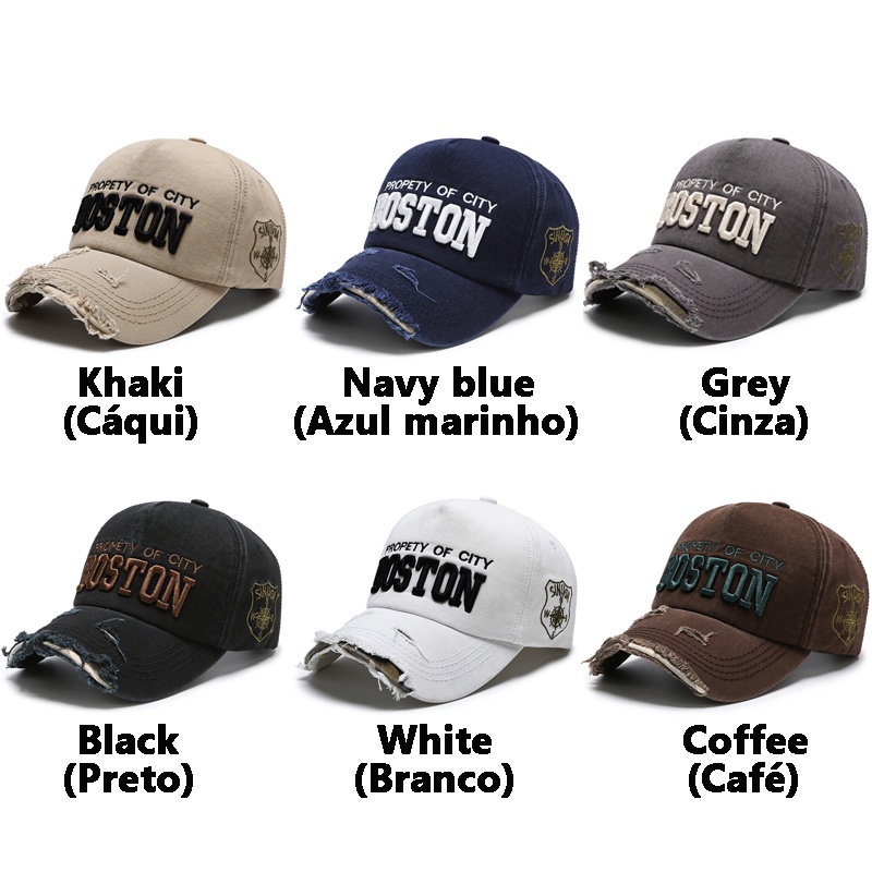 Mũ Lưỡi Trai Denim Thêu Chữ Thiết Kế Rách Cá Tính