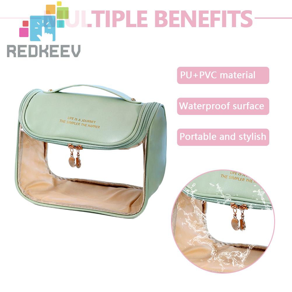 Túi Đựng Mỹ Phẩm Bằng PVC Sức Chứa Lớn Kèm Móc Treo Tiện Dụng