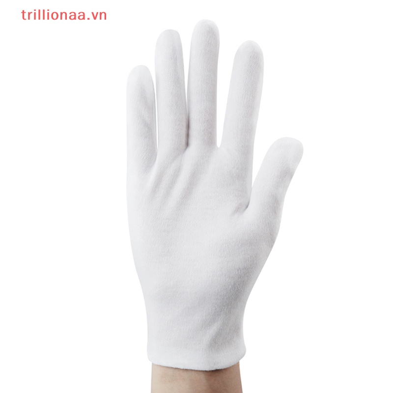 1 Đôi Găng Tay Cotton Màu Trắng Thấm Hút Mồ Hôi Cho Nam Nữ