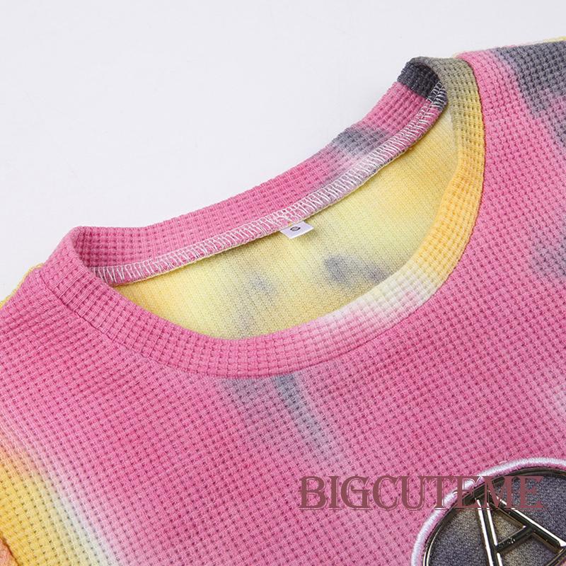 [] - Áo Crop Top Ngắn Tay In Màu Nhuộm Cơ Bản Thời Trang Dạo Phố Mùa Hè Dành Cho Nữ