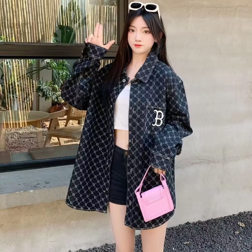 Áo Khoác Bóng Chày Thêu Chữ B Phong Cách Cổ Điển Cho Cặp Đôi