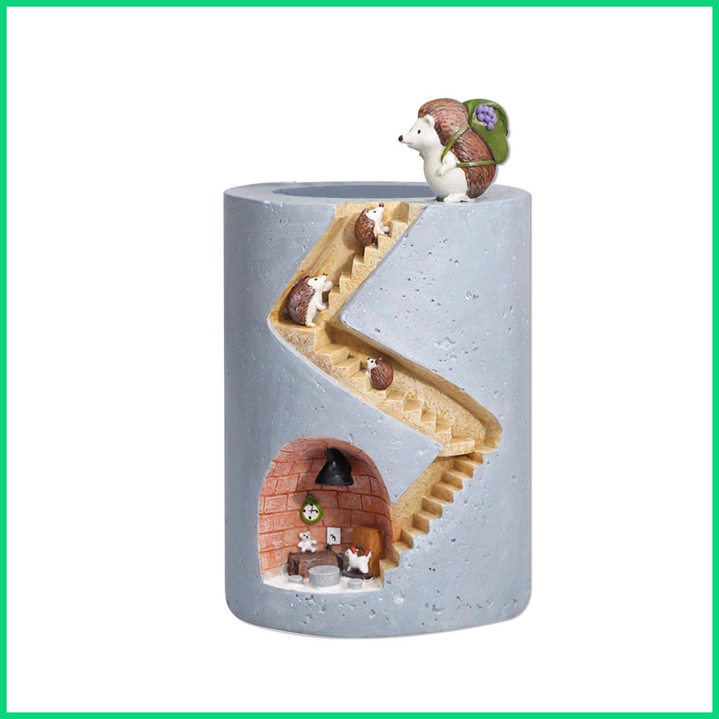 Chậu Đựng Bút Chì / Chậu Cây Mọng Nước Để Bàn Hình Nhím Dễ Thương Bằng Nhựa Resin jiwvn