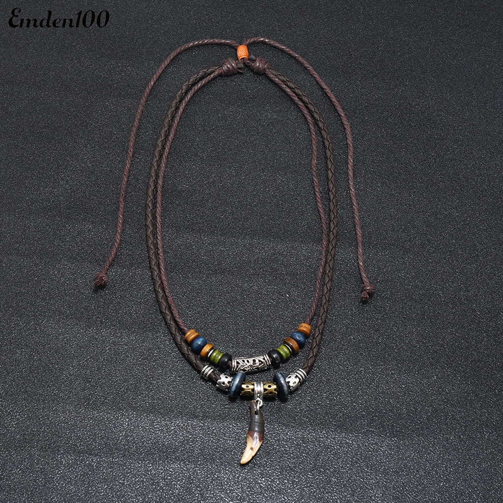 Vòng Cổ Giả Da Nhiều Lớp Phong Cách Retro Cho Nam