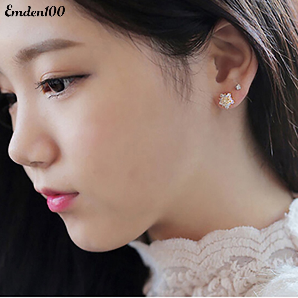 1 Đôi Bông Tai Đính Đá Thời Trang Nữ Tính