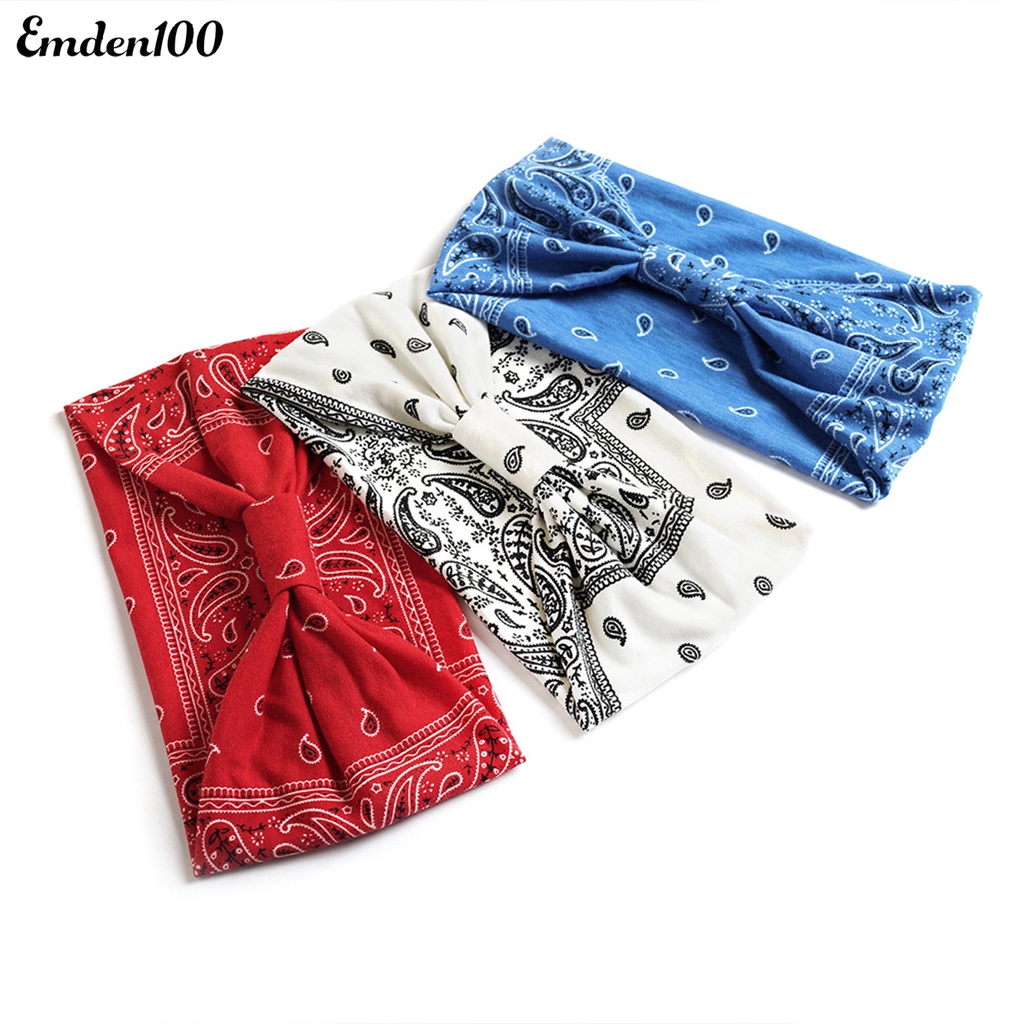 Băng Đô Bandana Bản Rộng Co Giãn Thấm Hút Mồ Hôi In Họa Tiết Thời Trang Cho Nữ