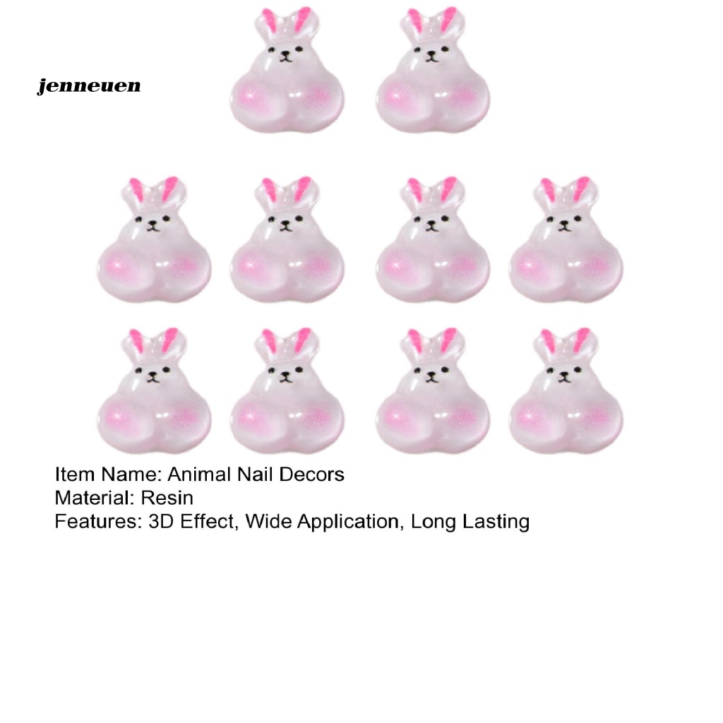 Set 10 Phụ Kiện Trang Trí Móng Tay 3D Hình Động Vật Bằng Nhựa Resin