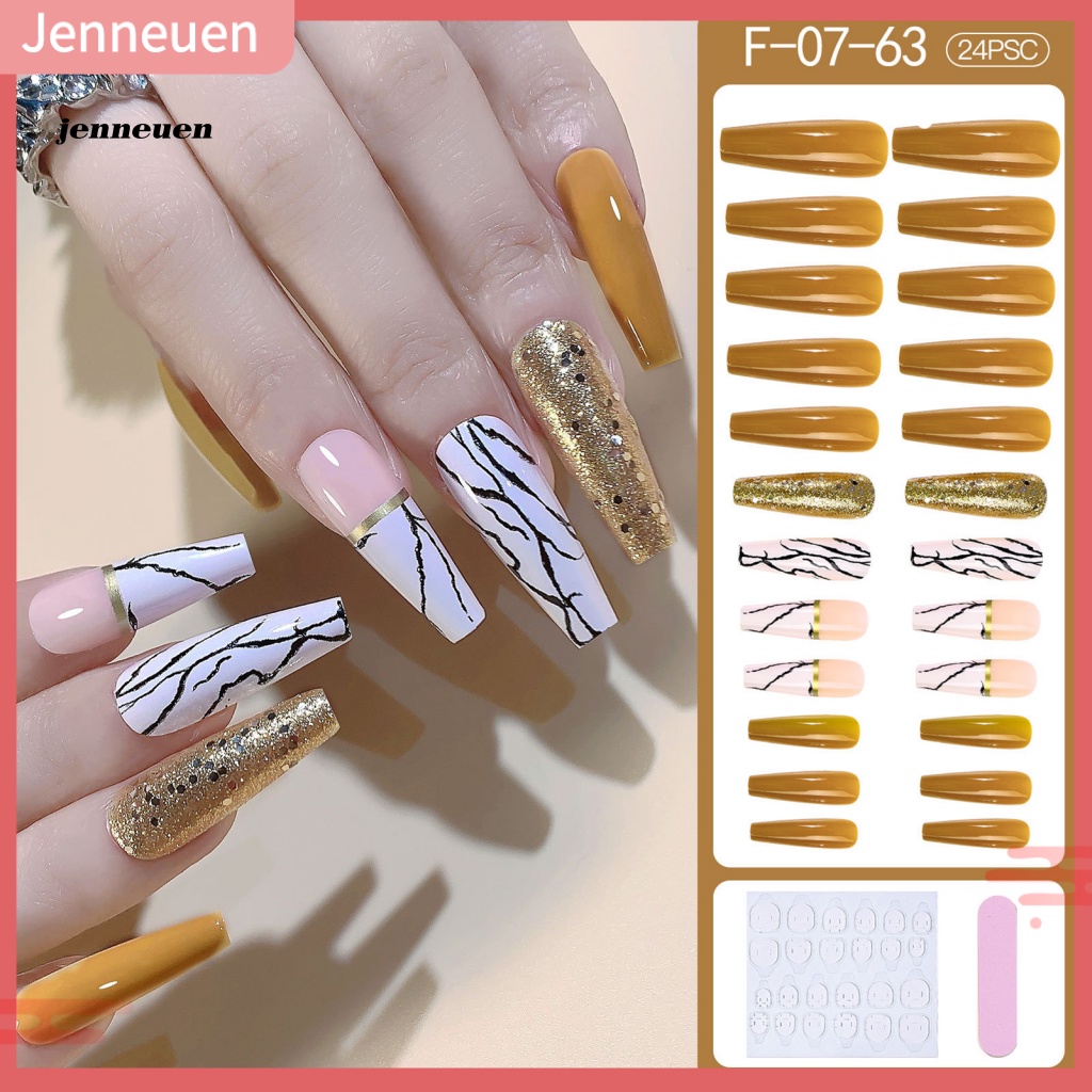 Bộ 24 Móng Tay Giả Dùng Nối Dài Trang Trí Nghệ Thuật