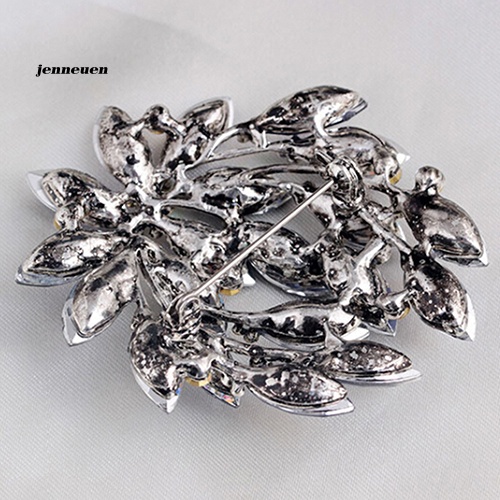 Ghim Cài Áo Mặt Kính Đính Đá Zircon Hình Hoa Màu Xanh Dương Cho Nữ