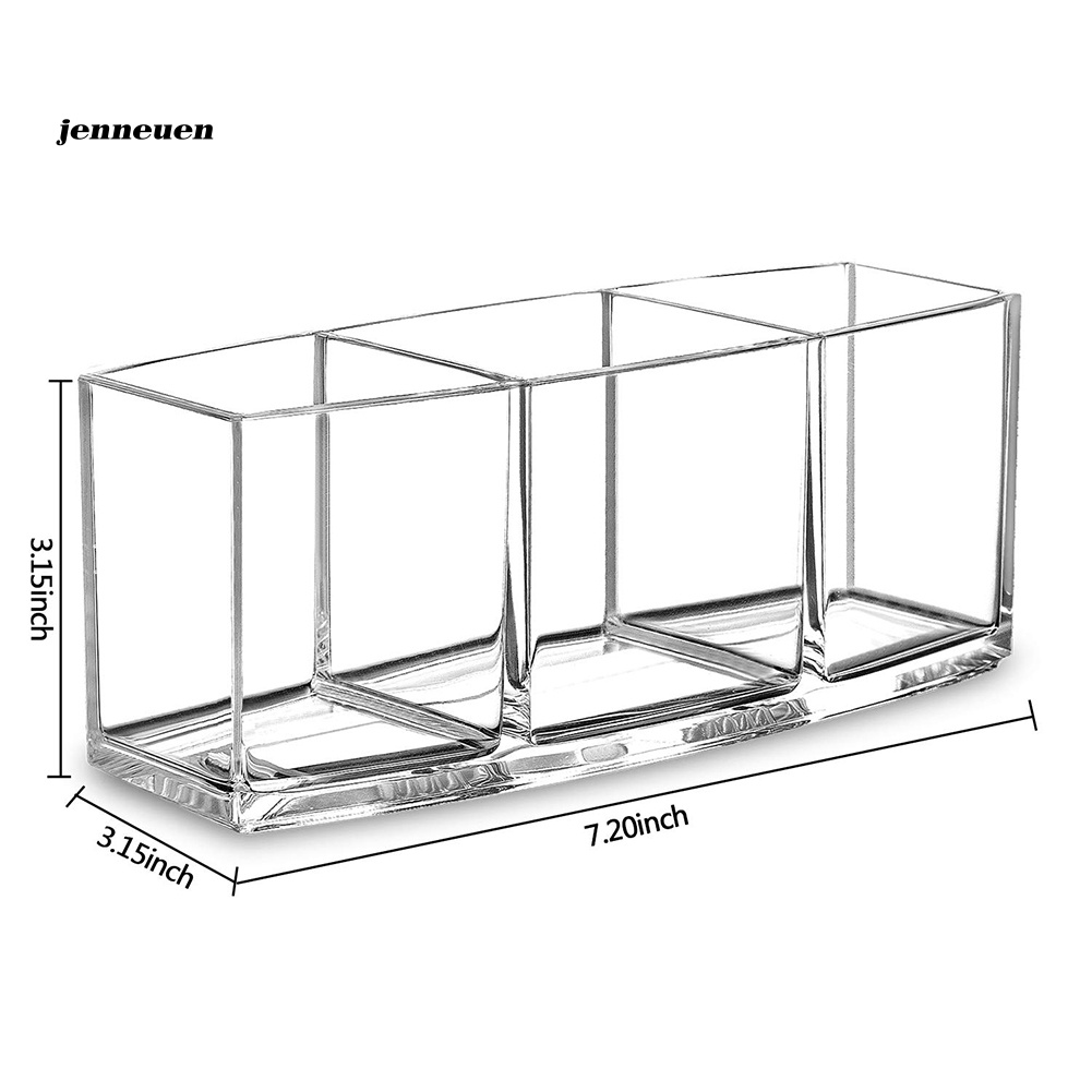 Giá Đỡ Cọ Trang Điểm 3 Ngăn Bằng Acrylic Trong Suốt Tiện Dụng