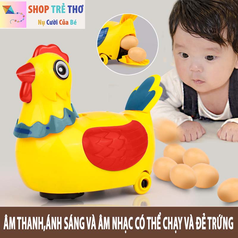 Đồ Chơi Gà Đẻ Trứng Chạy Pin - Gà Đẻ Trứng Tự Động Có Nhạc Và Đèn