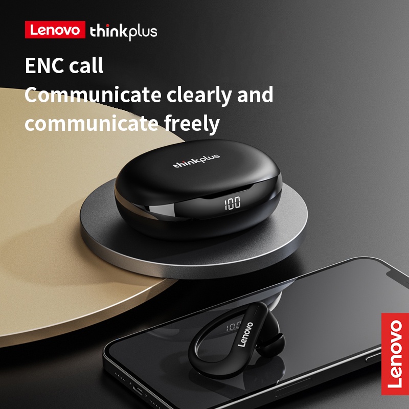 Tai Nghe Thể Thao bluetooth Không Dây Lenovo T50 âm thanh nổi HiFi khử tiếng ồn với micrô và màn hình LED