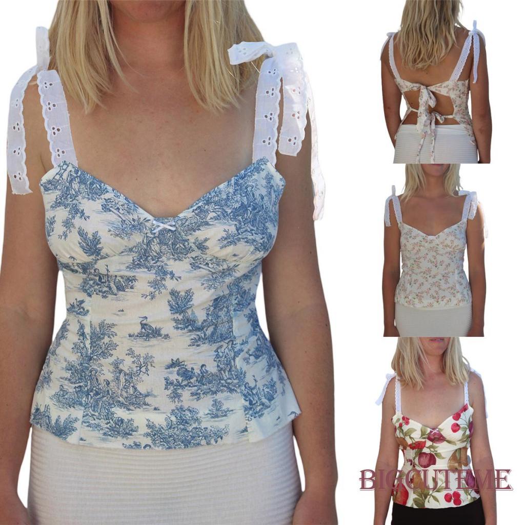 Áo Hai Dây Cổ Chữ V In Họa Tiết Hoa / Trái Cây Phong Cách Đường Phố Thời Trang Cho Nữ