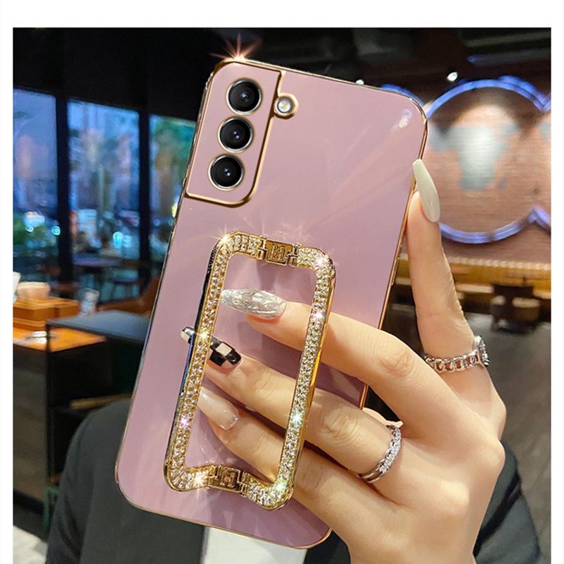Ốp Điện Thoại Kim Loại Mạ Viền M54 Đính Đá Sang Trọng Có Giá Đỡ Cho Samsung Galaxy M54 M14 M40S M23 M53 M33 M62 M51 M32 F23 F62