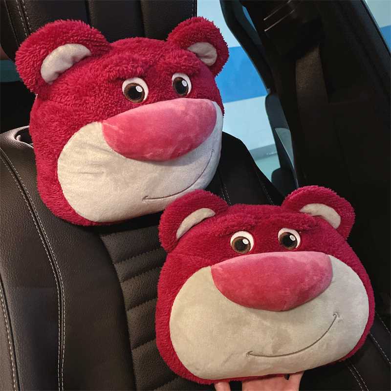 Đệm Tựa Lưng Gắn Ghế Ngồi Xe Hơi Hình Gấu Dâu Tây Dễ Thương