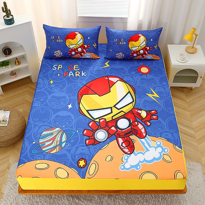 Bộ Chăn Ga Và Vỏ Gối In Hình Siêu Anh Hùng Đáng Yêu