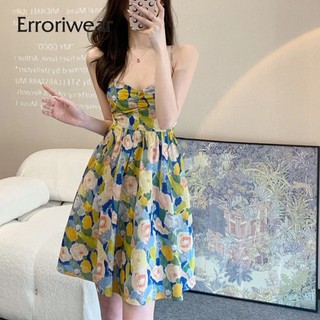 Erroriwear Nữ Mini Đầm Mới Hoa Vỡ Thiết Kế In Hình Sense Eo Mỏng Sling Đầm