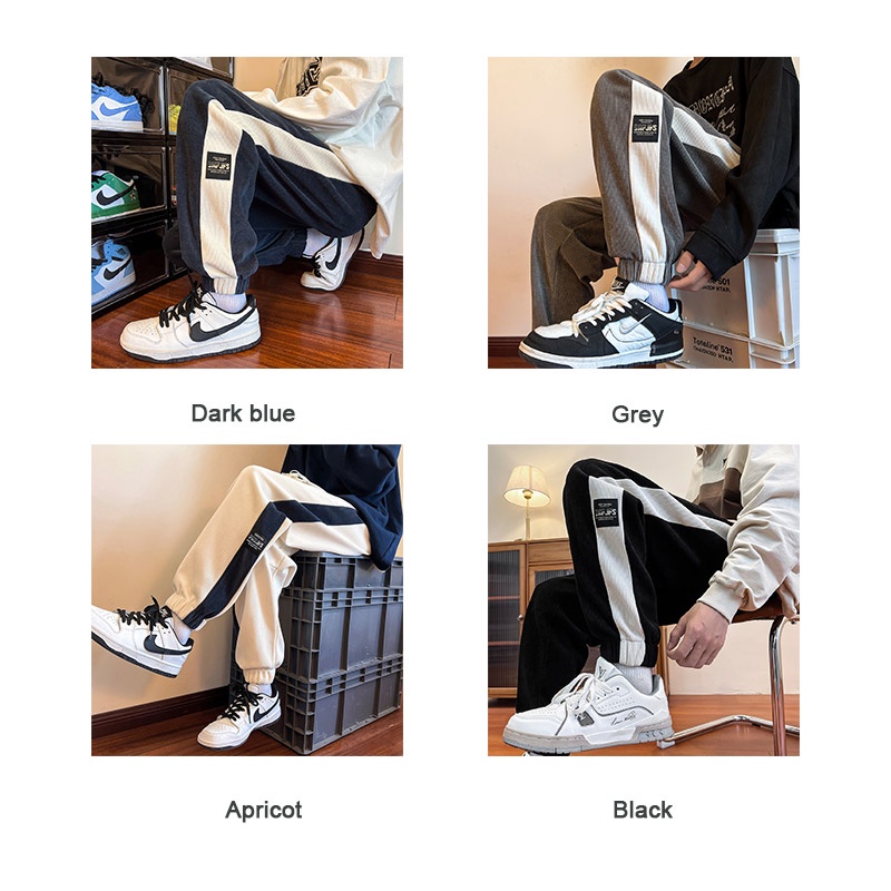 Quần Dài Thể Thao Vải Nhung Kẻ Sọc Bên Hông Thời Trang Cho Nam Và Nữ