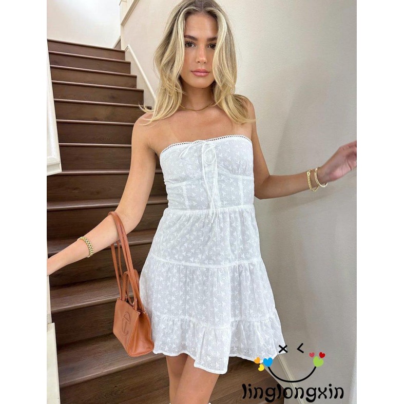 Đầm Ngắn Không Tay 2 Dây Hở Vai In Hoa Thời Trang Mùa Hè Cho Nữ