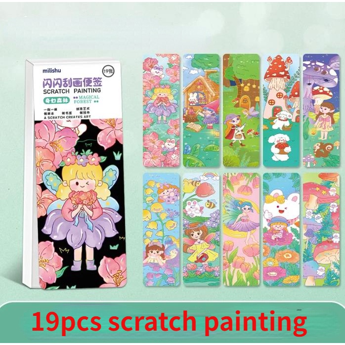 Bộ Giấy Sáp Đánh Dấu Trang Sách Hình Gấu Thỏ Phi Hành Gia Nàng Tiên Cá Hoạt Hình Dành Cho Trẻ Em