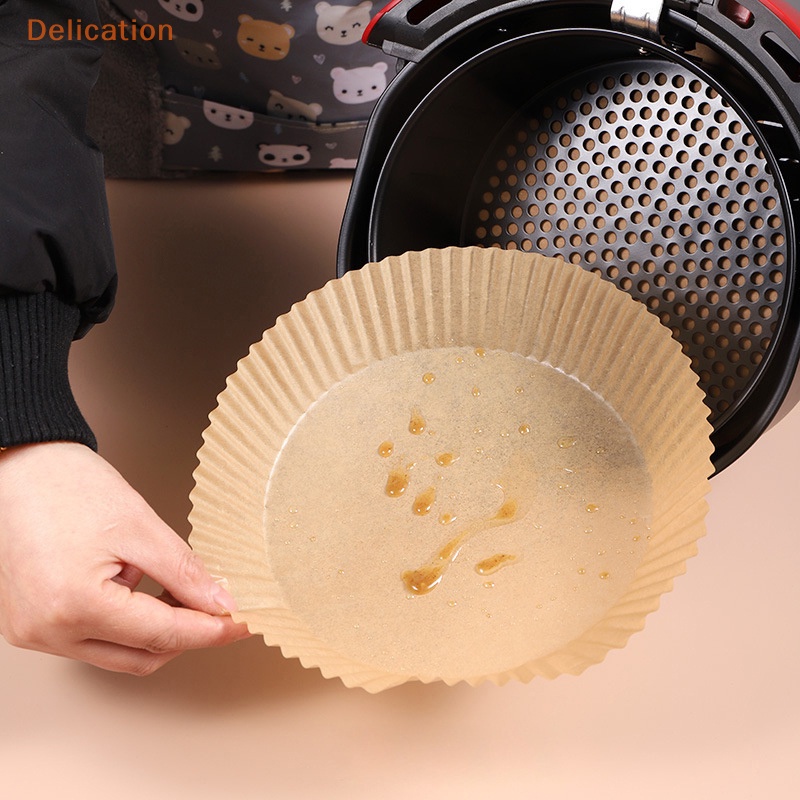 Bộ 50 giấy lót nồi chiên không dầu/ lò nướng ELEBUY chống dính hình tròn dùng một lần cho nhà bếp
