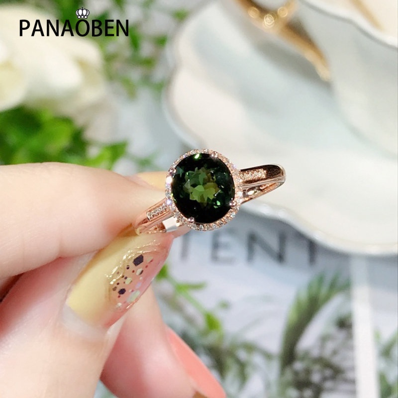 ♥ Nhẫn Bạc 925 Đính Kim Cương Nhân Tạo Hình Tròn Màu Xanh Lá Tùy Chỉnh Thời Trang Cho Nữ