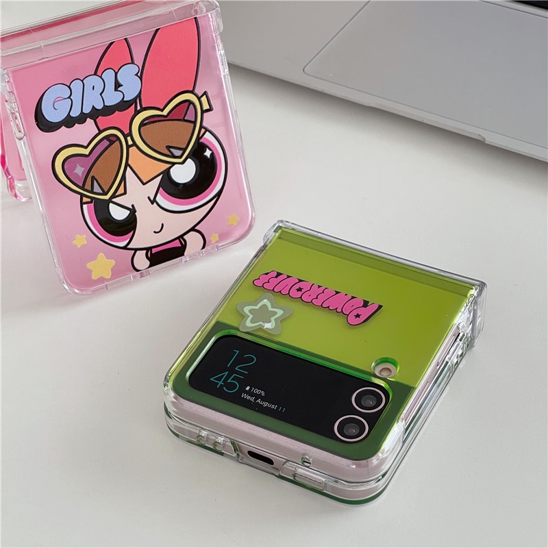 Ốp Điện Thoại Chống Sốc Có Vòng Đeo Tay Họa Tiết Hoạt Hình Powerpuff Girls Cho Samsung Galaxy Z Flip 3 4 5 ZFlip3 ZFlip4