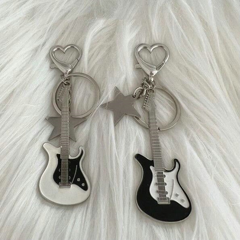 Móc Khóa Hình Đàn Guitar Y2k / Ngôi Sao / Trái Tim Thời Trang Vintage Ngọt Ngào Cho Nữ dreamdiary