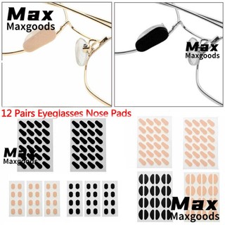 Bộ 12 Cặp Đệm Mũi Gắn Mắt Kính Bằng EVA Chống Trượt Chịu Nhiệt Độ Cao Màu Đen/ Đen Cho Unisex