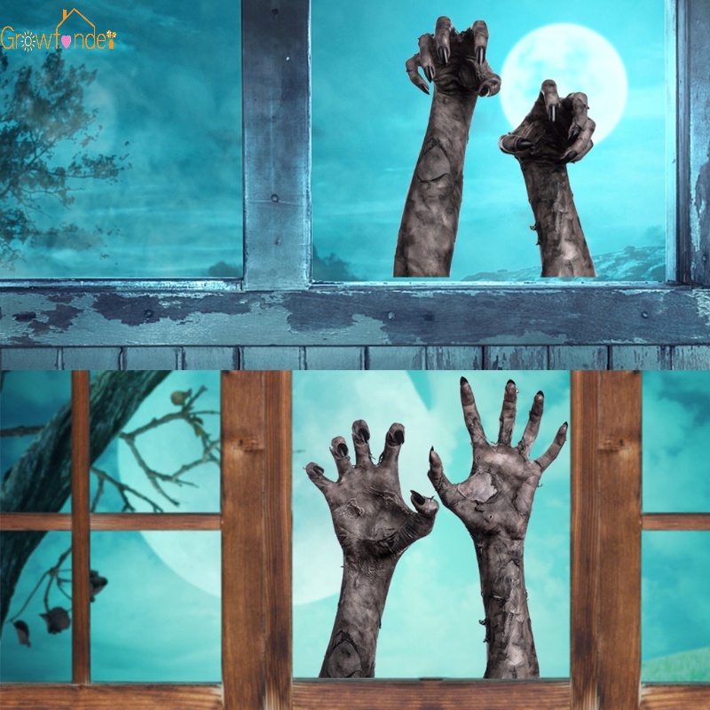 Đề Can PVC Dán Tường / Cửa Sổ Họa Tiết Bàn Tay Ma Kinh Dị 3D Trang Trí Halloween