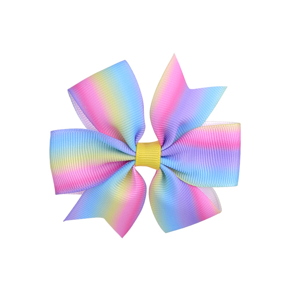 Set 2 Kẹp Tóc Nơ Ruy Băng Màu Sắc Tuyến Tính 3.2 Inches