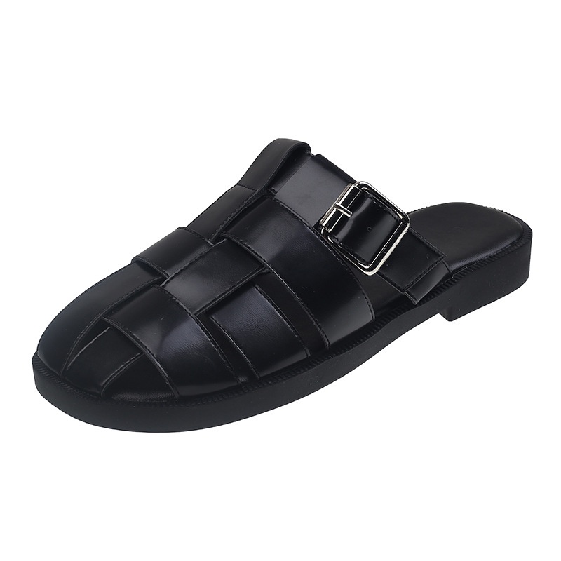 MUCHAO Dép Sandal Bít Mũi Đế Bằng Phong Cách Hàn Quốc Thời Trang Mùa Hè Hàng Mới Dành Cho Bạn Nữ