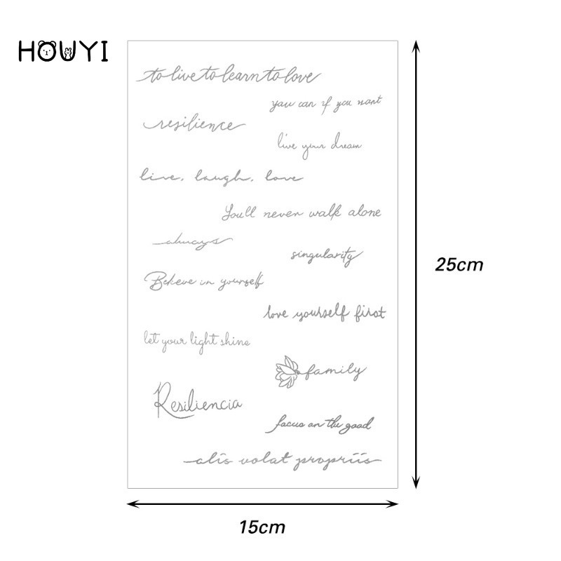 Miếng Dán Hình Xăm Tạm Thời Họa Tiết Chữ Cái Tiếng Anh Chống Thấm Nước / Lâu Trôi Màu Đen