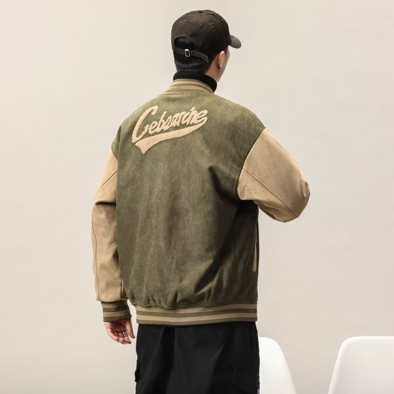 Áo Khoác Bóng Chày Da Lộn vintage Thời Trang Xuân Thu Mới Cho Nam