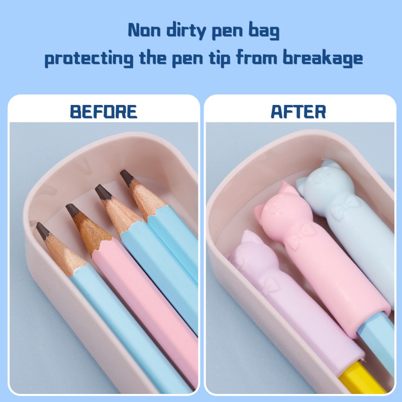 Cục Tẩy Hình Mèo Hoạt Hình Dễ Thương Đa Chức Năng Bảo Vệ Ngòi Bút Chì / Viết Tay Cho Trẻ Em