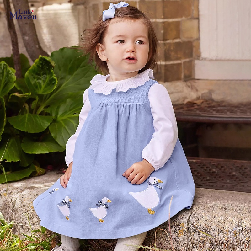 Đầm Yếm Chất Liệu Cotton Thêu Họa Tiết Phong Cách Âu Mỹ Thời Trang Mùa Thu Xinh Xắn Cho Bé Gái