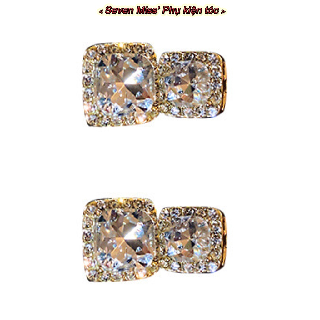 Bông Tai Dáng Dài Hình Vuông Đính Đá Zircon Thời Trang Cho Nữ