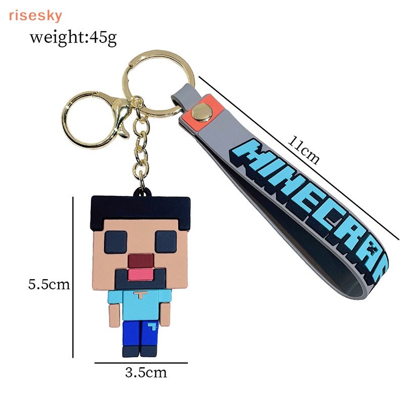 Móc Khóa Cao Su Mềm Hình Búp Bê Minecraft 3D Dễ Thương