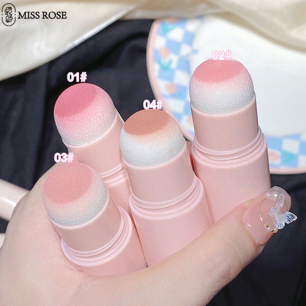 Má hồng dạng thỏi MISS ROSE màu mờ tự nhiên đầu xốp công dụng kép trang điểm chống nước và mồ hôi