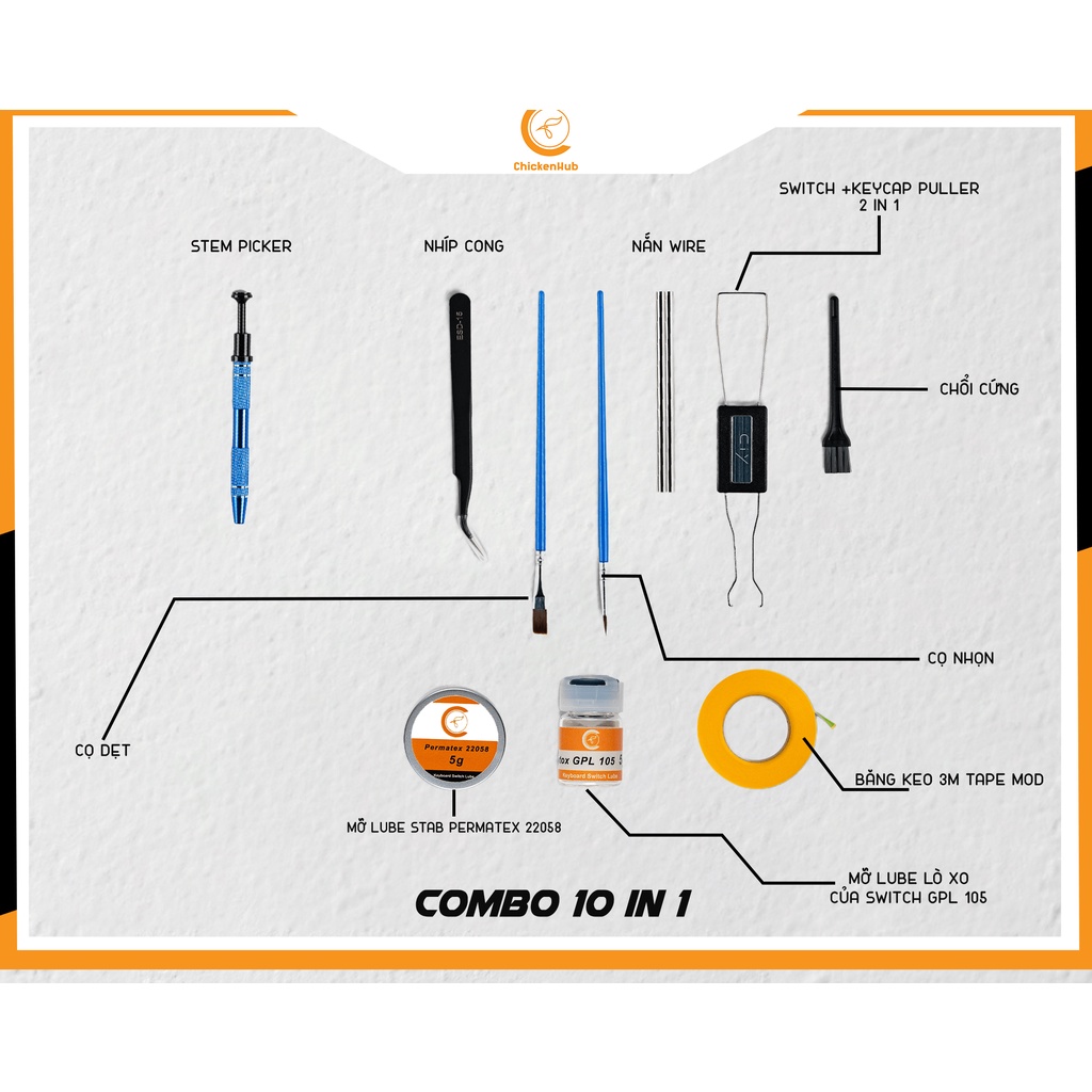 Bộ combo sản phẩm lube bàn phím cơ, lube switch, lube stab