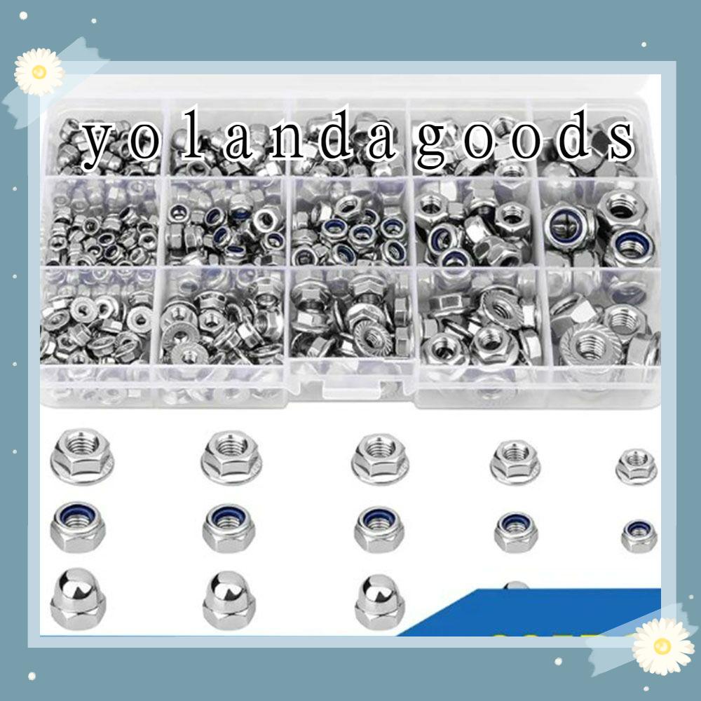 Yola 385pcs metric nuts assortment kit, m3 / 4/5/6/8 304 nuts mặt bích bằng thép không gỉ / lock nuts / acorn nuts set, with storage box kích thước khác nhau nylon lock nut dự án tự làm