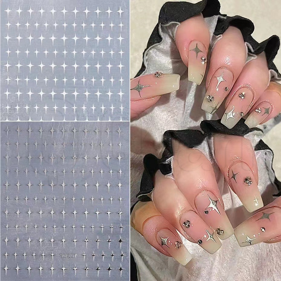 Simple laser stars manicure stickers / ins style shiny bronzing manicure accessories / nail self-adhesive slider stickers / diy art dec decor decals for women girls