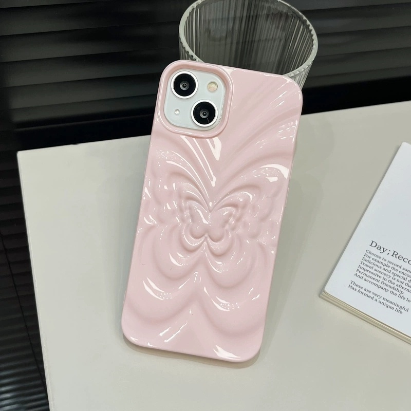 Y2k silver butterfly 3d water ripple phone case iphone 14 13 12 11 pro max món quà bìa mềm phong cách dễ thương hàn quốc
