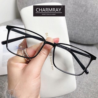 Mắt kính CHARMRAY tr90 khung hình chữ nhật chống bức xạ có thể thay tròn cho nam nữ