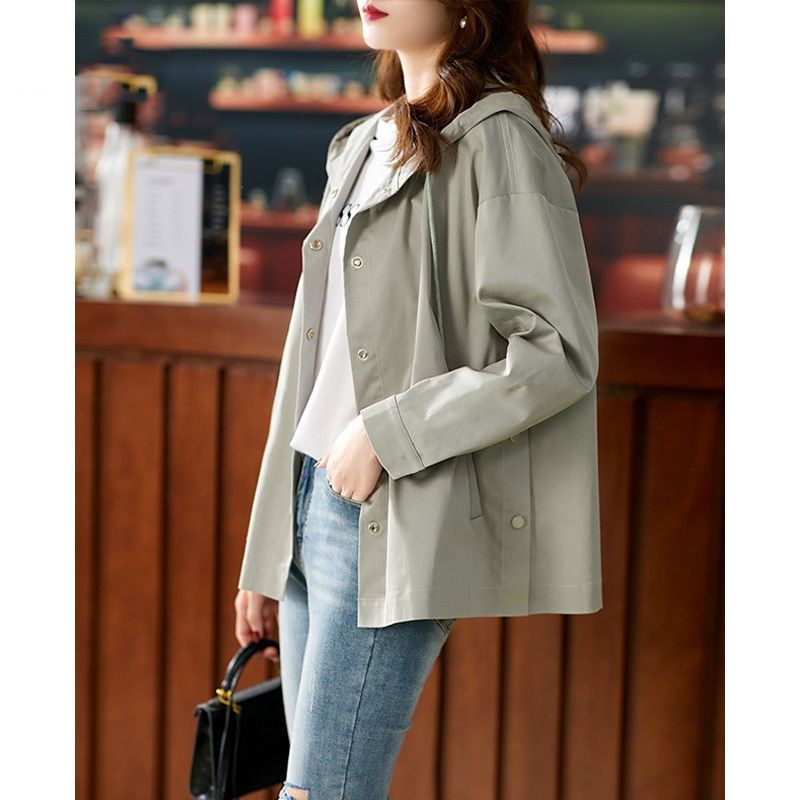 Áo Khoác Gió Ngắn Có Nón Thời Trang Mùa Xuân Mới 2023 Cho Nữ