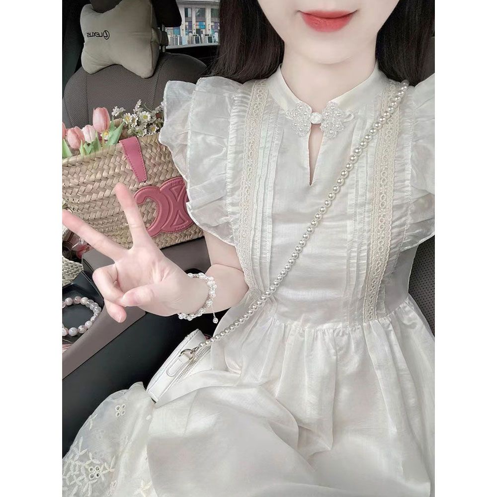 Đầm Dài Dáng Chữ A Tay Bay Phong Cách Pháp Thời Trang Mùa Hè Nhẹ Nhàng Cho Nữ