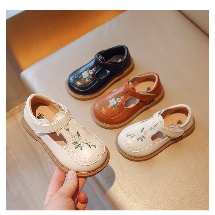 Ready stock fall new girls fashion casual flats princess shoes giày da nơ