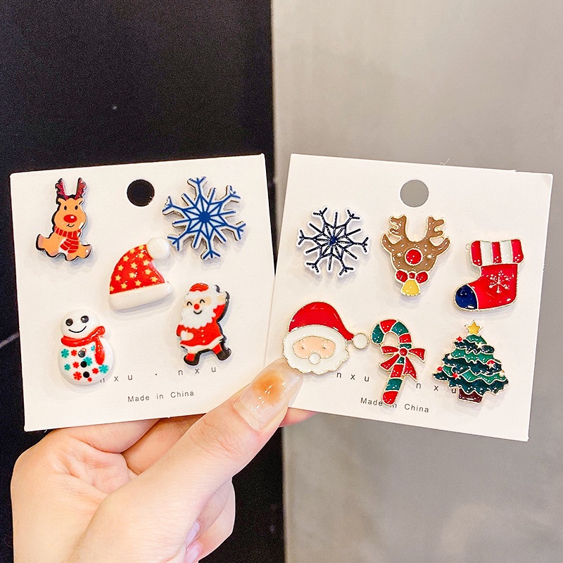 Dòng giáng sinh ghim men ông già noel người tuyết chuông nhỏ trâm bông tuyết cây thông noel phù hiệu ghim trang sức phụ kiện quà tặng cho bạn bè