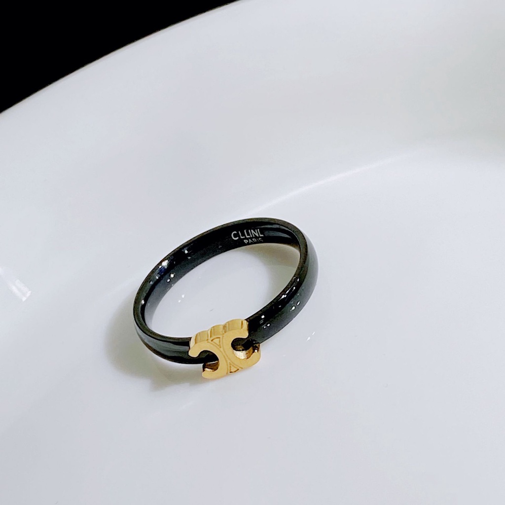 Nhẫn Thép Titan Màu Đen Phối Màu Tương Phản Không Phai Cá Tính